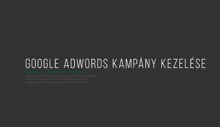 Google Ads kampány kezelése